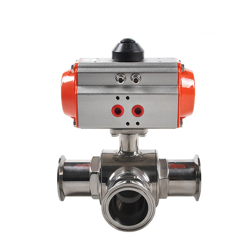 HK56-WT Tri Clamp Food Grade 3 Way Pneumatic Ball Valve